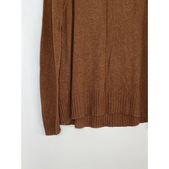 White + Warren 100% Cashmere Mock Neck Knit Ribbed Brown Sweater Long Sleeve L - Picture 3 of 9
